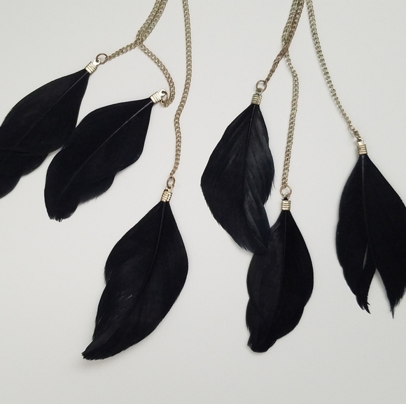 Wet seal black feather earrings - Picture 3 of 3